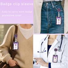 1pc Fashionable Daisy Retractable Badge Reel With Daisy Logo Badge Holder, Sturdy Metal Clip, Retractable Cord, Stylish Print With Key Ring, ID Card Holder, Work Badge Companion, Suitable For Nurses, Office, Men And Women - Simple Style - View 7