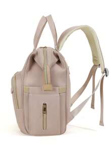 1pc Diaper Bag Backpack – Essential Baby Travel Bag – Multifunctional Waterproof Diaper Bag, Travel Essential Baby Bag, Large Capacity Diaper Bag, Diaper Pouch, Stroller Strap, – Unisex Large Capacity Diaper Bag Diaper Pouch Backpack - Khaki - View 4