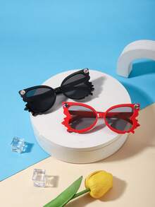 2pcs Kids 3-8 Years Old Cat Eye PC Glasses With Rose Decoration, Lightweight Fashion Glasses For Girls, Suitable For Party And Holiday Photo Occasions - Multicolor - View 12