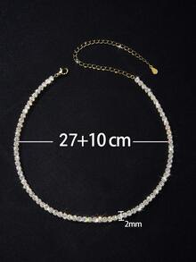 1pc Moissanite Necklace Dazzling 2mm Four Claws Full Diamond Tennis Necklace Perfect For Women's Parties And Weddings - Four-claw Diamond Tennis Necklace - View 8