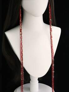 Original Extra Long Tassel Hair Clip, Unisex Element Hanfu Ancient Style Headpiece, Chinese Style Hair Accessory, New Chinese Style Accessory - Burgundy - View 1