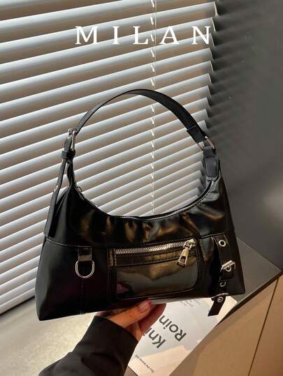 Punk-Stil Nischen Premium vielseitige Pendler-Schultertasche einzigartiges Design große Kapazität Motorrad-Unterarm-Umhängetasche