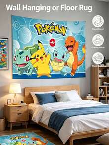 asmodee Pokemon Cartoon Birthday Background Banner, 4 High-Definition Digital Prints, Halloween, Christmas, Holidays, Daily Party Wall Decoration Atmosphere-Enhancing Banner Props - Multicolor - View 6