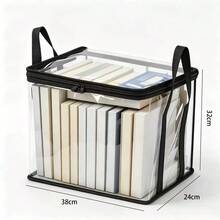 2/1 Heavy Duty Transparent PVC Storage Box, Foldable With Visible Window Storage Bag, Thickened Waterproof Rectangular Container, Suitable For Storing Books - Multicolor - View 6