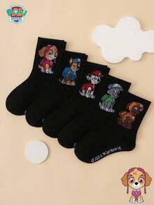 5 Pairs Paw Patrol Series Authentic Cartoon Mid-Calf Socks For Kids - Multicolor - View 1