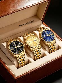 1/3/6pcs Business Dual Time Display Men's Watch Set, Premium Versatile Daily Wear, Best Gift Choice For Father, Boyfriend - Multicolor - View 4
