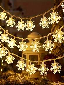 1pc 8-Function USB Powered Remote Control Snowflake LED String Lights, Hanging Decorative Lights For Events, Parties, Hallways, Stair Railings - snowflake - View 2