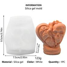 4pcs Halloween Heart Skull Silicone Candle Mold Mechanical Heart Silicone Mold, Halloween Decor Element Plaster Silicone Mold - White - View 7