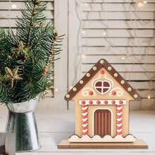 Christmas Decoration Wooden Slice With Stand, Christmas Tree & Star Shaped Craft, Used For Christmas Decorations Gifts, Party Table Centerpiece Decor - 1PC - View 3