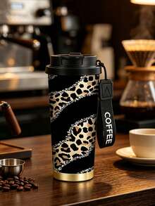時尚保溫咖啡杯 1個 350ml，情人節不鏽鋼保溫咖啡杯，豹紋設計，附「COFFEE」字母掛繩，美觀實用，滿足日常使用需求，適合個人使用或作為禮物，節日禮物、聖誕禮物，適用於各種場合 - 彩色 - 查看 12