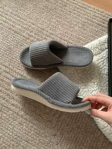 XIXITIAO Japanese‑Style Arch Support House Slippers, Men Women Minimalist Solid Color Slide‑On Couple Fabric Floor Slippers For Fall Winter - Grey - View 4
