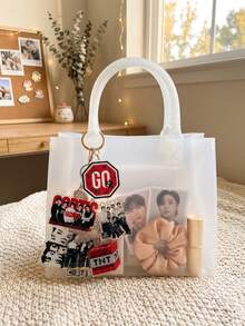 1pc/6pcs K-Pop Group CO-RTIS Aesthetic Acrylic Keychains, Popular Boy Band CO-RTIS Visual Series Including Red Large Letter Five-Member Photo, Black & White Vintage Style Member Group Photo, Backpack & Car Key Accessories, Gift For CO-RTIS Fans & K-Pop Music Lovers - Multicolor - View 3