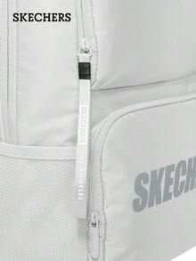 Skechers 男女通用大容量多隔層牛津布簡約字母印花雙肩包電腦包，31*17.5*45cm - 銀白色 - 查看 7