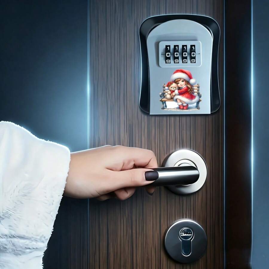 4-Digit Combination Key Lock Box, Outdoor Wall-Mounted Secure Key Storage Box, Suitable For Home Rental And Renovation Scenarios, Halloween And Christmas - A - View 1