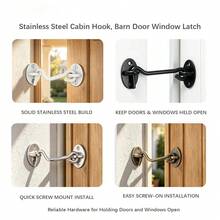 2pcs Privacy Hook And Eye Latch For Barn Door, Stainless Steel Gate Latch Barn Door Lock Cabin Hooks For Gate Shutters Window Slide Barn Shed Cabinet Bathroom - Multicolor - View 1