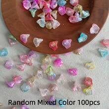 100pcs/Bag Mixed Color Flower Shape Acrylic Beads Colorful Calla Lily Flower Beads Loose Beads For DIY Handmade Bracelet Necklace Phone Chain Decorative Handicrafts Jewelry Making Supplies - Multicolor - View 10