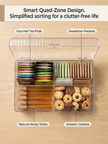 1pc Tea Bag Storage Box, Multi-Functional Desktop Organizer For Coffee And Tea Bags, Suitable For Dorm, Home And Office Use, Great Gift For Holidays Or Housewarming, Back To School Essential - Multicolor - View 6