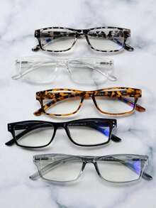 5pcs Multi-Color Middle-Aged Men & Women 1.0-4.0 Daily Glasses, Spring Hinge, Decorative Fashion Plain Lens - Multicolor - View 5