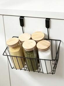4-Tier Rolling Storage Cart, Wood Grain Shelves & Wire Baskets, Mobile Organizer Rack, Kitchen Storage, Wire Basket Cart, Easy Assembly, Space Saving, Durable, Bathroom Storage Shelf - View 4