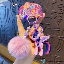 Hasbro MY LITTLE PONY Classic Pom Pom Keychain, Includes Twilight Sparkle/Rainbow Dash/Applejack/Rarity/Fluttershy/Pinkie Pie, Creative Bag Charm - 1PC - View 4