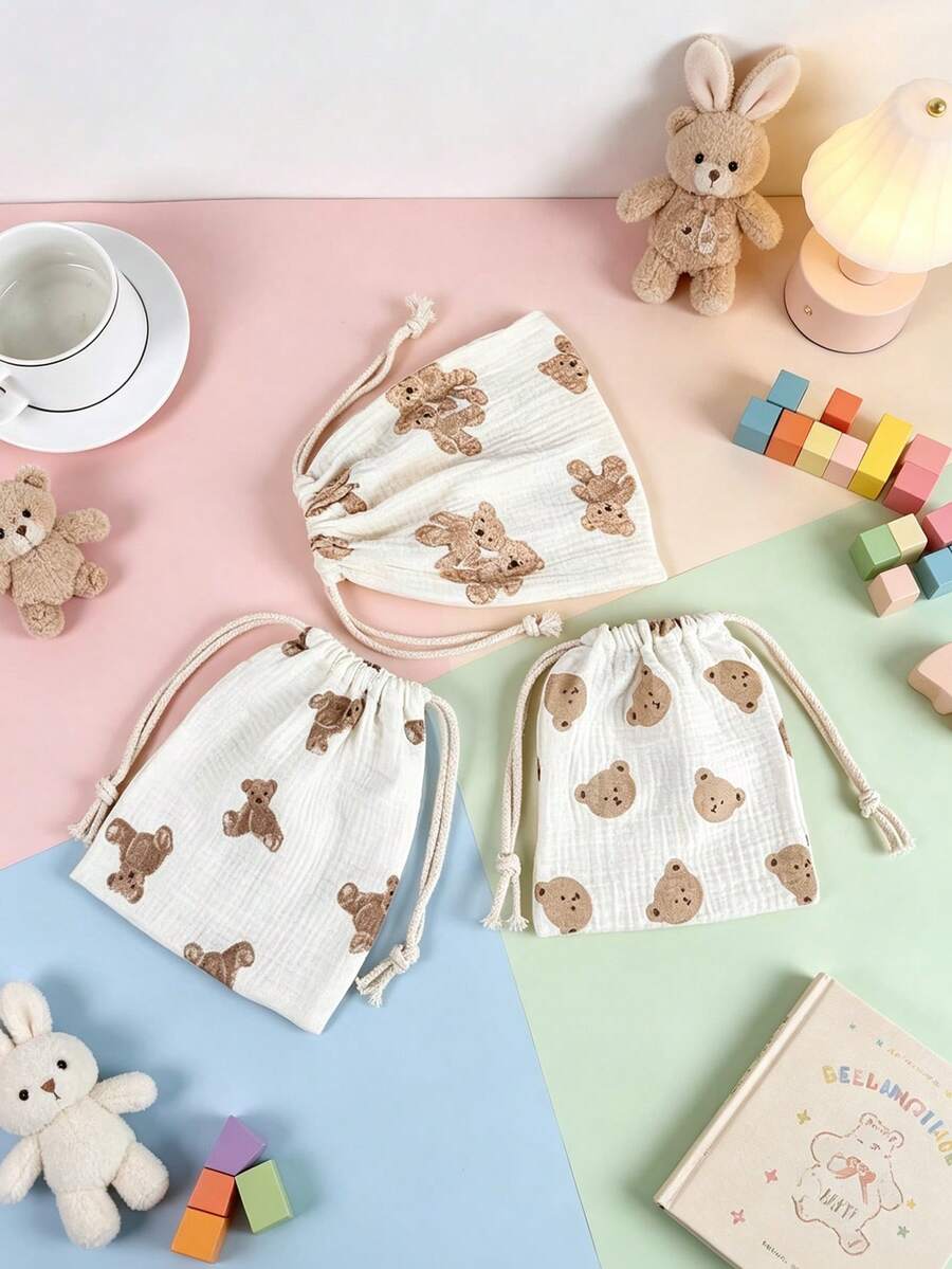 Double Layer Drawstring Diaper Storage Bag Printed Fabric Baby Comfort Blanket Storage Bag Hanging Bag Portable - Multicolor - View 1