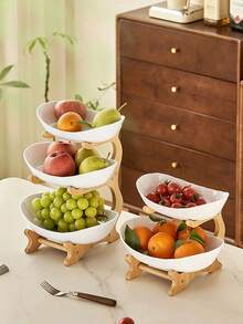 Nampan Buah & Camilan Bambu Berlapis-lapis, Dudukan Keranjang Buah Kreatif, Hadiah Natal untuk Rumah - MultiWarna - View 8