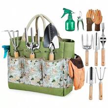 Wooden Handle Garden Tool Set, Gardening Planting Flower Watering Can, Garden Tool Kit - Multicolor - View 4