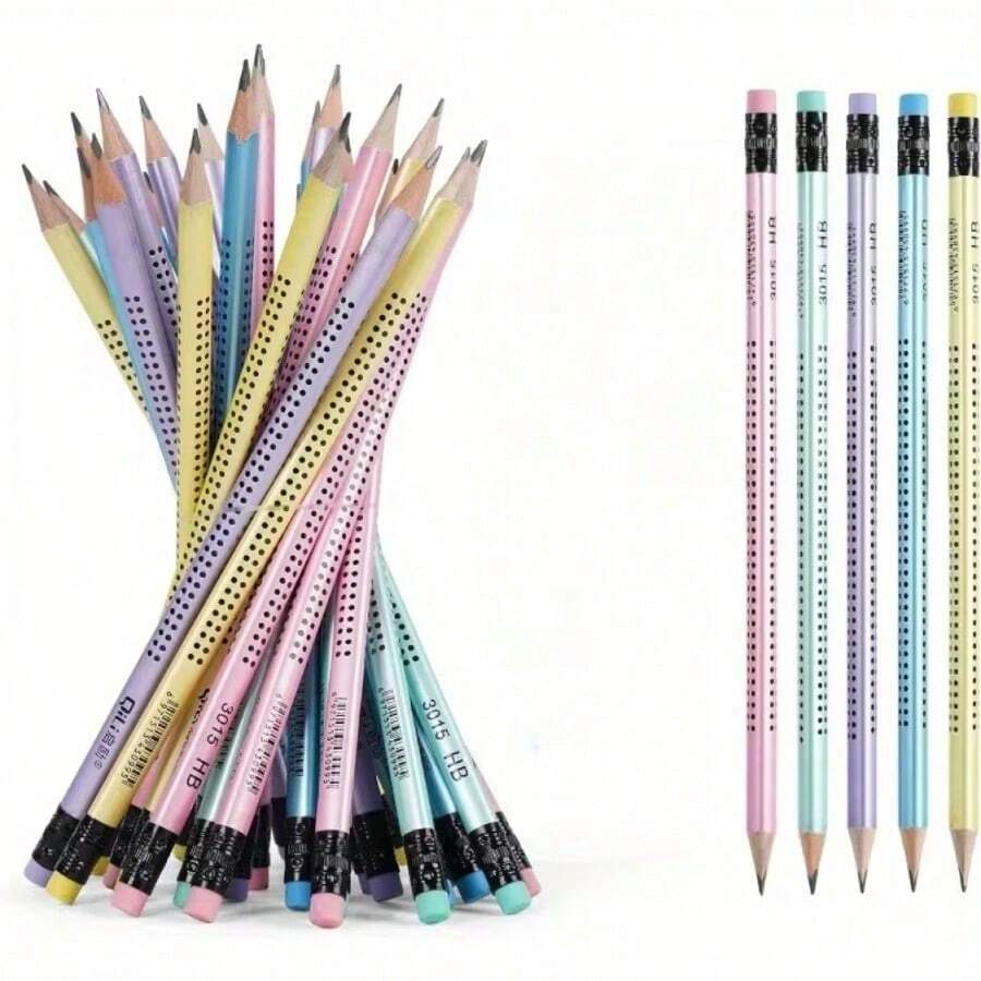 1/5/10PCS HB Pencils With Premium Erasers, Children's Pencils, Suitable For School, Teachers, Writing, Drawing And Sketching, Back To School, Student Essential, Multi-Color Random Styles - Multicolor - View 1