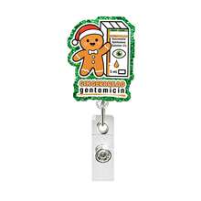 1 Acrylic Retractable Name Tag Scroll With Designs Of "Christmas-Themed Medicine, Gingerbread Men, Sugar Cookies, And Fruitcake" | Perfect For Teachers, Doctors, And Nurses | Office Gift | Acrylic Name Tag Holder - Multicolor - View 5