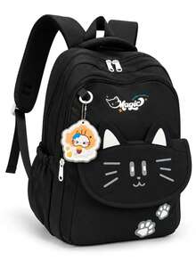 Cute Cat Ear Student Backpack, Large Capacity Lightweight Burden-Reducing School Bag For Kids, Middle School And High School Students, Casual Travel And Short Trip Bag, Multi-Compartment Waterproof Storage Backpack, Multiple Colors Available For Girls, College Style - A - View 11