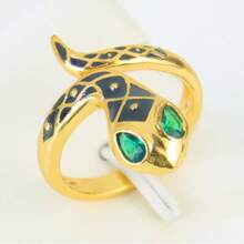 Enamel Zirconia Gold Color Serpent Rings 24k Gold Plated Fashion Irregular Adjustable Snake Ring Europe America Personality Jewelry - Snake Rings - View 9