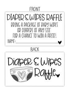 20/50Pcs Diaper & Wipes Raffle Game Cards, Double‑Sided Paper Raffle Tickets For Baby Shower Party Game Supplies - Sets - View 2