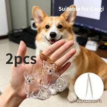 2pcs Pet Hair Memorial Keychain Pendant, Cute Poodle Transparent Hair Collection, Dog-Shaped Creative Bag Charm, Can Be Used As Souvenir Collection, Gift For Dog Lovers - Transparent - View 14