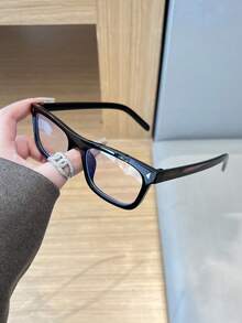 1PC Men's Casual Square Black Fashion Non-Prescription Glasses, Suitable For Daily Wear, Decoration And Street Photography - Multicolor - View 3