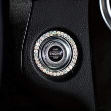 1pc Shiny Car Crystal Rhinestone Ring Emblem Sticker, Car Interior Decoration, Women's Shiny Car Accessories, One-Touch Start Button, Key Ignition Starter And Knob Ring - A - View 12