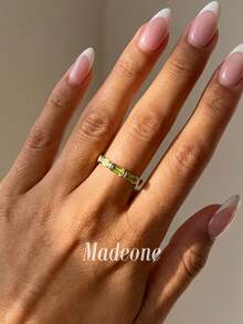 MADEONE 1pc Rectangular Zirconia Ring, Suitable For Women's Daily Wear, Also Can Be Used As Party Accessory, Women's Ring, Jewelry Gift. - Style 1 - View 5