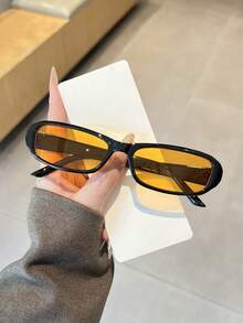 1PC Men's Vintage Casual Oval Small Frame Black Fashion Glasses Suitable For Daily Wear, Decoration And Street Photography - Multicolor - View 14