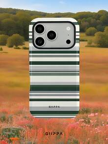 GIIPPA 1件綠色調條紋混搭圖案設計手機殼，適用於Phone 17 Pro Max，相容Phone 16 Pro Max、15 Pro Max、14 Pro Max，韓系高端時尚趣味手機殼，適合11/12/13/14/15/16 Pro Max Plus，男女皆宜的優雅設計，送給女友的聖誕節、情人節、復活節、婚禮季與生日完美禮物！ - 綠色 - 查看 9