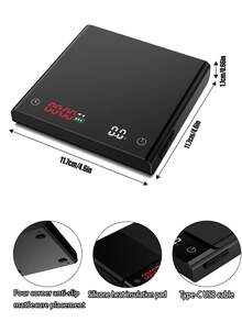 [Holiday Best Seller] Suitable For Espresso Machine Or Pour Over Coffee. 2kg Large Capacity Kitchen Scale, High Definition Digital Display. With Non-Slip Base. Kitchen Essential. Rechargeable. - Multicolor - View 3