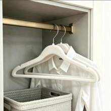 Premium Flocked Non-Slip Felt Hanger, Heavy-Duty Coat & Suit Hanger, Sturdy & Durable, Slim Space-Saving Closet Storage Organizer Hanger, Suitable For Suits, Jackets, Dresses & Accessories, Home Decor 1pc - Multicolor - View 5