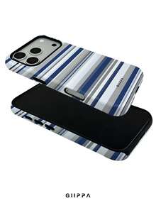 GIIPPA 1pc Blue Tone Striped Mixed Pattern Design Phone Case For Phone 17 Pro Max, Compatible With Phone 16 Pro Max, 15 Pro Max, 14 Pro Max, Korean-Style High-End Fashion Fun Phone Case, Suitable For 11/12/13/14/15/16 Pro Max Plus, Elegant Design For Men And Women, Perfect Gift For Girlfriend On Christmas, Valentine's Day, Easter, Wedding Season And Birthday! - Blue - View 4
