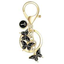 1pc Butterfly Letter Elegant Iron Alloy Keychain Pendant Accessory Winter Pink Black 26 English Letters - Black - View 26