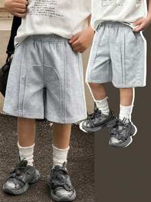 1pc Tween Boys Summer Outdoor Sports Casual Versatile Fitness Basketball Running Straight Leg Shorts - Light Grey - View 11