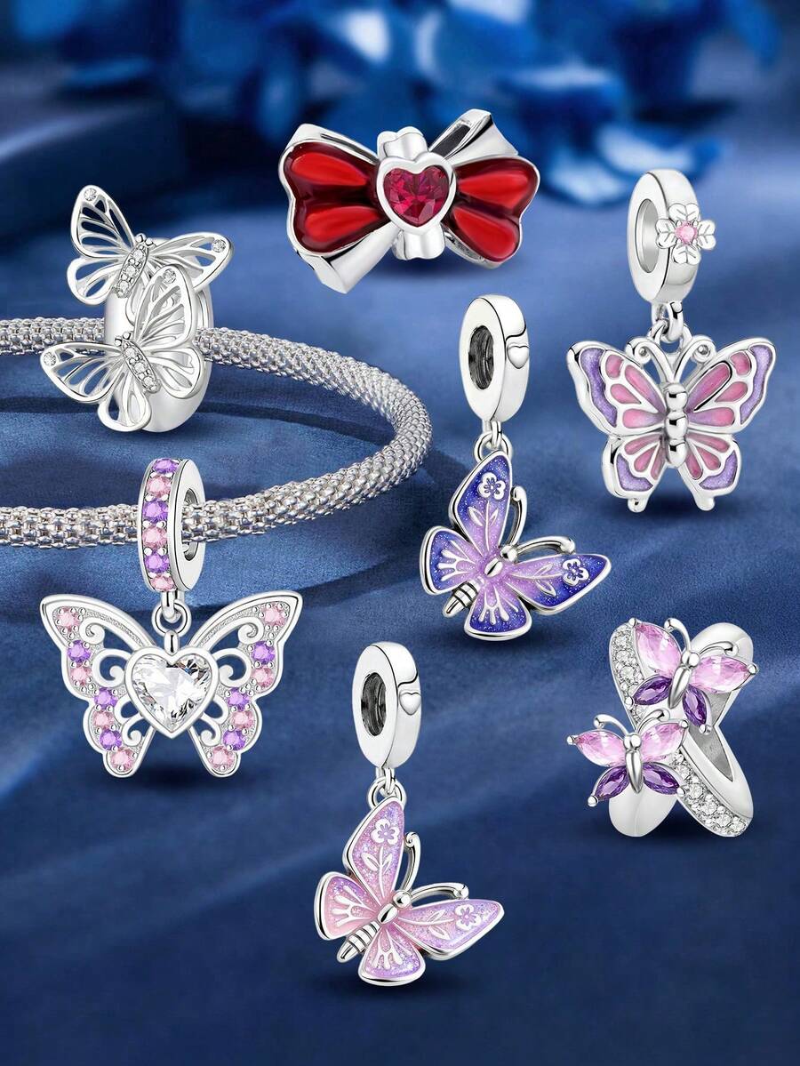 1pc Hollow Butterfly Bead Pendant, Suitable For Women's Bracelet/Bangle DIY Jewelry Making And Daily Decoration - Beads 1 - View 1