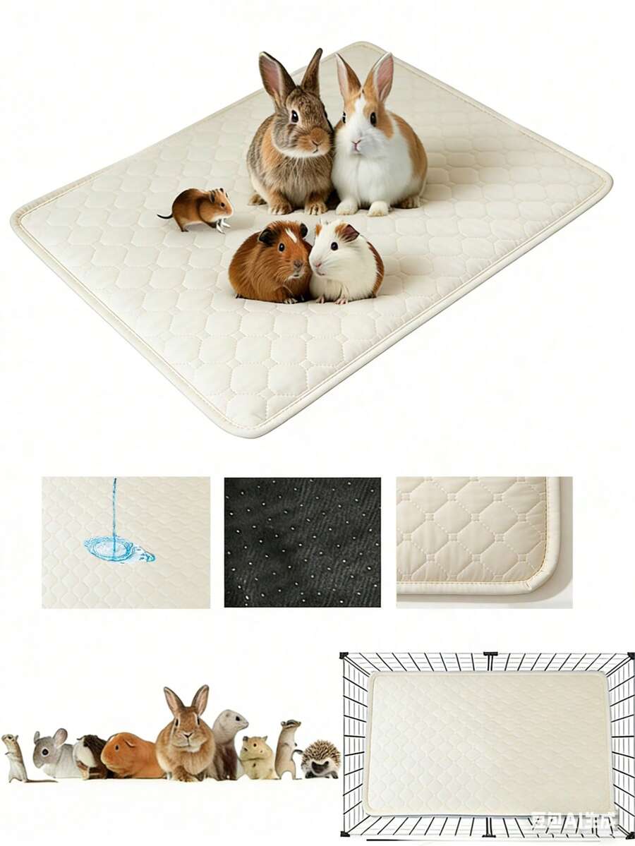 Guinea Pig Cage Liner Pee Pad, Washable Guinea Pig Bedding, Reusable Waterproof Super Absorbent Guinea Pig Urine Pad, Floor Protection Mat For Cats, Dogs, Small Animals, Anti-Slip Mat For Rabbits, Hamsters, Rats - Milky White - View 1