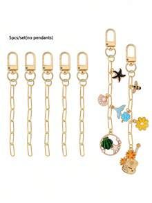 5/10/20pcs Keychain Making Kit, Includes Metal Keychain Clips, Lobster Clasps And Extension Chains, Suitable For DIY Bag Charms, Keychain Pendants, Connector Chains, Jewelry Accessories - Door Latch + Chain - View 7