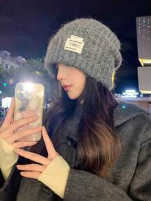 1pc Women's Fashion Knitted Hat, Windproof Thickened Design, Warm Hooded Cap, Suitable For Winter Wear - Multi-color - View 1