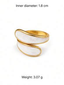 5pcs Women's Gold & White Pearlescent Ring Set, Heart, Round, Wave & Asymmetrical Geometric Open Rings, Luxury Vintage Versatile Jewelry, Suitable For Daily Commute, Dating, Party & Holiday Gift - Gold - View 8