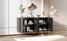 Sideboard Made Of Wood With Storage Adjustable With Shelves Black For Living Room And Dining Room - Black - View 3