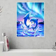 DIY 5D Diamond Painting Kit - Full Drill Round Diamonds, Dolphin Pattern, Home Decor Acrylic Craft Set, Frameless Gift Creative Diamond Painting Set - No Frame - View 6